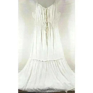 Stump & Co Tiered Boho Maxi Dress Triple Tie Front Romantic Cottage Whimsy Fairy